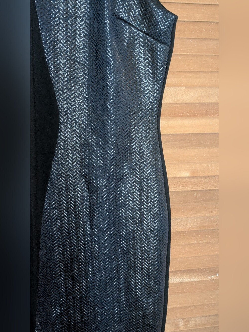 Fab'rik Sleeveless Black Sheath Dress with Textured Panel NWT - Picture 8 of 11